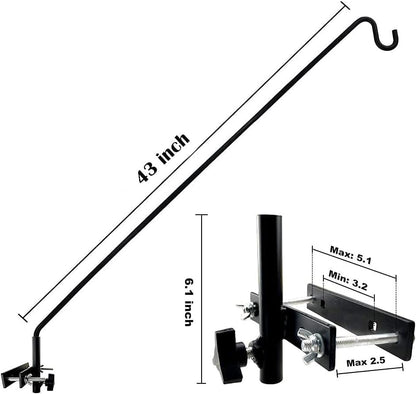 2 Packs Extended Fence Deck Heavy Duty Bird Feeder Hook, 360 Degree Rotary and Length Adjustable Plant Bracket for Bird Feeders Planters Suet Baskets Lanterns Wind Chimes and More