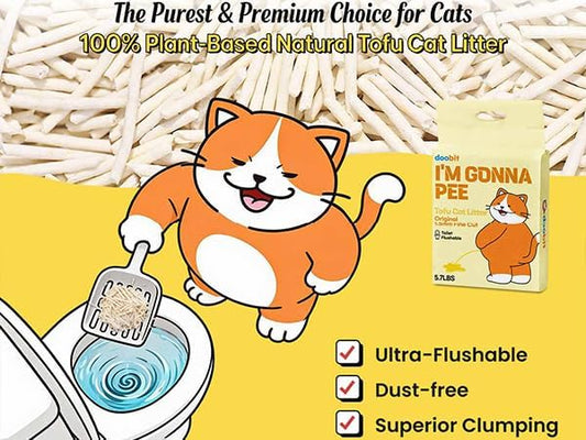 Tofu Cat Litter Flushable, Fast Clumping, Scoop Poop Easily, Less Dust, Less Tracking, Natural Non Toxic Cat Litter, Biodegradable cat Litte, sustainably Yours, I'm Gonna Pee(5.7lb x 1pack)