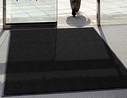 WaterHog Diamond | Commercial-Grade Entrance Mat with Rubber Border – Indoor/Outdoor, Quick Drying, Stain Resistant Door Mat (Medium Brown, 4' x 8')