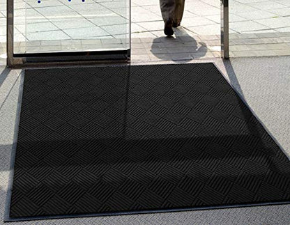 M+A Matting WaterHog Diamond | Commercial-Grade Entrance Mat with Rubber Border – Indoor/Outdoor, Quick Drying, Stain Resistant Door Mat (Bordeaux, 3' x 5')