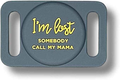 Two Tails I'm Lost Dog Collar Holder Compatible with Apple AirTag, Durable Silicone Slide-On Case for Pets, Secure Tracker Cover, Easy to Clean