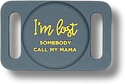 Two Tails I'm Lost Dog Collar Holder Compatible with Apple AirTag, Durable Silicone Slide-On Case for Pets, Secure Tracker Cover, Easy to Clean