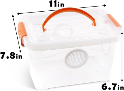 Reptile Feeding Box Snake Plastic Transparent Breeding Box Hatching Container for Small Reptile Bearded Gecko Dragon Lizard Spider Frog Scorpion (11 x 7.8 x 6.7 Inch)