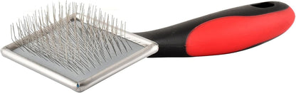 Jeffers Non-Slip Slicker Brush for Pets – Small Size, Soft Pins, Red & Black – Detangling Grooming Tool for Dogs & Cats with Short, Long, Thick & Curly Coats – Comfortable Grip Pet Comb
