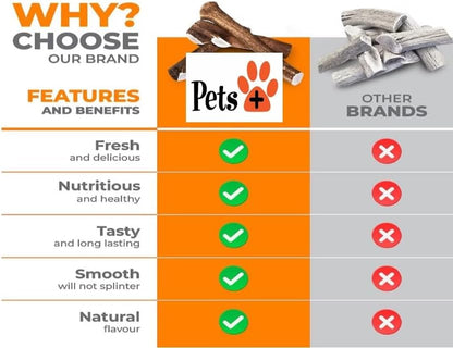 Pets Plus Split Antler Chews for Dogs – 6 Inch, Medium, 2-Pack – Natural Deer Antlers, Long-Lasting Dog Chew Bones, Odor-Free, for Aggressive Chewers & Dental Health