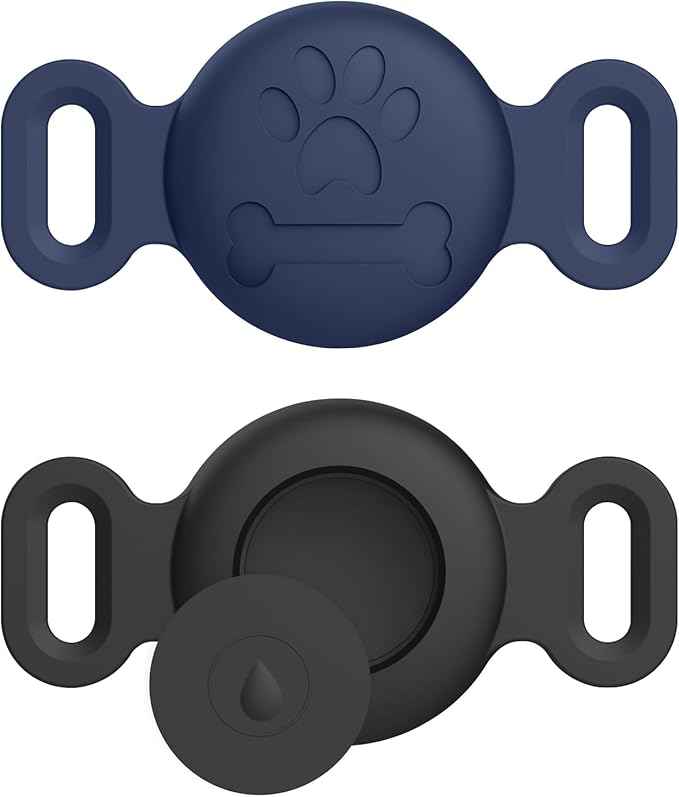 2 Pack Case for Airtag Dog Cat Collar Holder, Soft Silicone Anti-Lost Waterproof Protective Case Compatible with Apple Airtag, for Pet Dog Cat Collars Holder