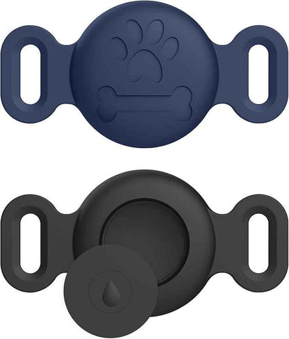 2 Pack Case for Airtag Dog Cat Collar Holder, Soft Silicone Anti-Lost Waterproof Protective Case Compatible with Apple Airtag, for Pet Dog Cat Collars Holder