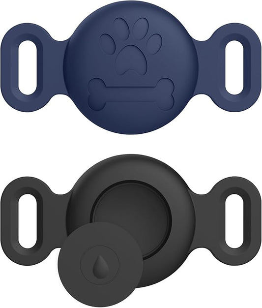 2 Pack Case for Airtag Dog Cat Collar Holder, Soft Silicone Anti-Lost Waterproof Protective Case Compatible with Apple Airtag, for Pet Dog Cat Collars Holder