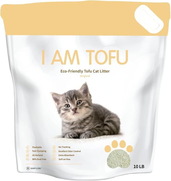 I AM TOFU - Tofu Cat Litter, Natural Flushable Extra Clumping Pellet Litter, 10LB x 3 (Original 2 & Honey Peach1)
