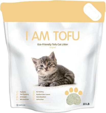 I AM TOFU - Tofu Cat Litter, Natural Flushable Extra Clumping Pellet Litter, 10LB x 3 (Original 2 & Honey Peach1)