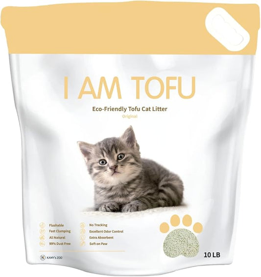 I AM TOFU - Tofu Cat Litter, Natural Flushable Extra Clumping Pellet Litter, 10LB x 3 (Original 2 & Honey Peach1)