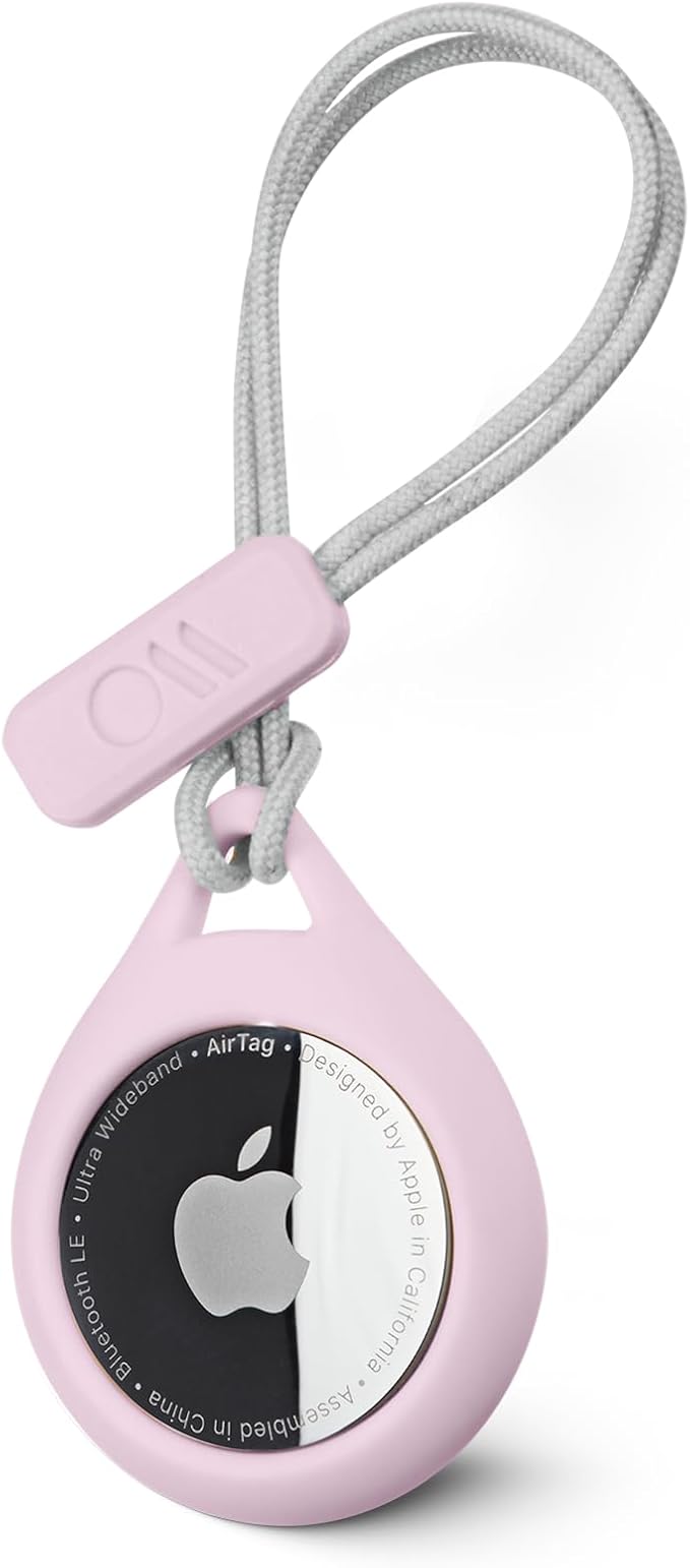 Case-Mate AirTag Holder - AirTag Keychain with Rugged Strap - Easy to Use, Protective, Durable Hard Shell Air Tag Case for Dog Collar, Cat Collar, Keys, Luggage, Backpack, Purses - 1 Pack, Blush