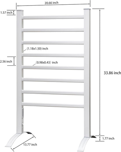 KEG Towel Warmer 8 Bars for Bathroom Freestanding or Wall Mounted Bath Towel Heater Plug-in with Built-in Timer Silver