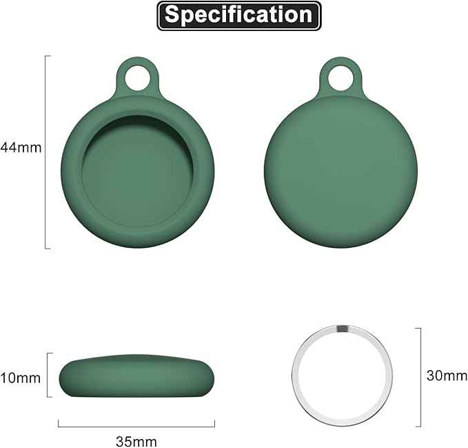 oakxco for Airtag Keychain Silicone, Airtag Holder with Key Ring, Air Tag Cover Cute Accessories for Kids, Luggage, Car Dog Collar, Car, Compatible with Apple Airtag Case Waterproof, Dark Green