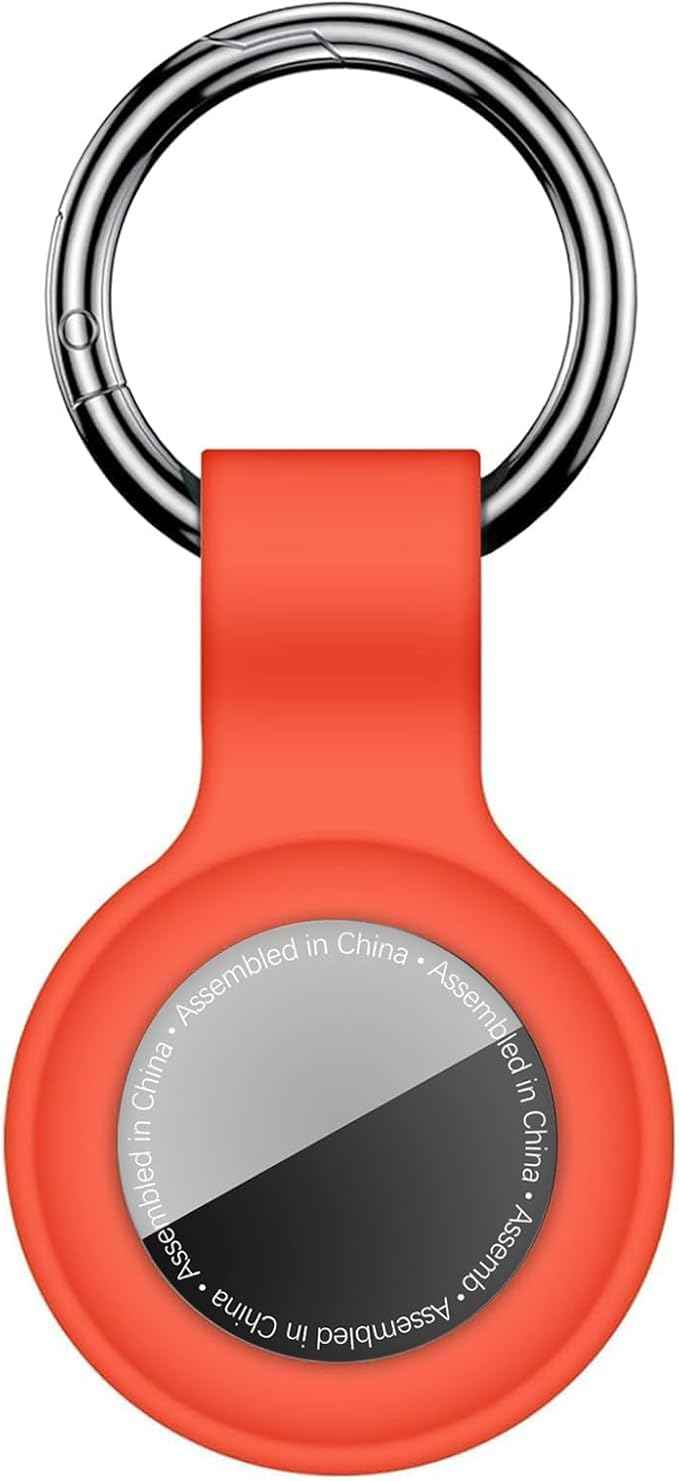 Case for AirTag 2nd Gen (2026) & 1st Gen, Silicone Holder Keychain Key Ring, Protective Cover for Apple for Air Tags, GPS Finder Accessories for Bags, Pets, Kids, Luggage, Orange