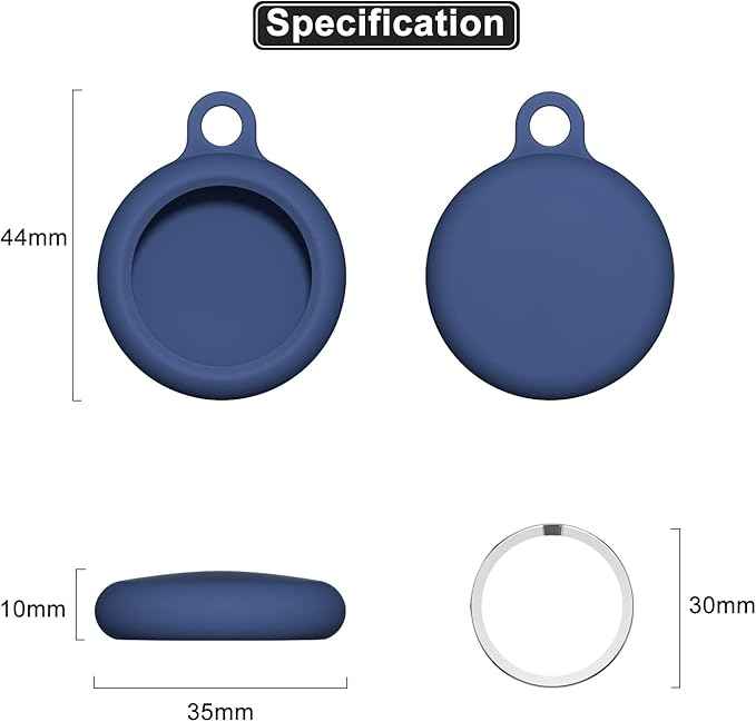 Oakxco for Airtag Keychain Silicone, Airtag Holder with Key Ring, Air Tag Cover Cute Accessories for Kids, Luggage, Car Dog Collar, Car, Compatible with Apple Airtag Case Waterproof Tracker, Navy Blue
