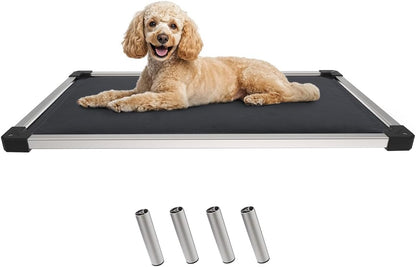 FXW TitanNest Chew-Proof Elevated Dog Bed, Raised Cot for Indoor/Outdoor/Camping Use, Durable & Washable Padded Pet Bed for Small Dogs, 35.0" L x 22.0" W x 4.5" H, Black