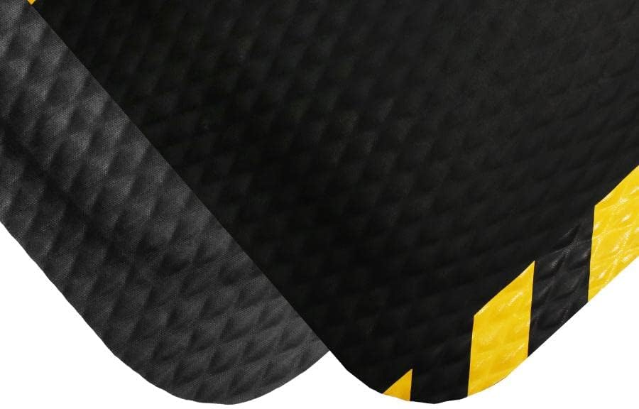 American Floor Mats Hog Heaven 5/8 inch Black & Yellow Border 5' x 12' Nitrile Backed Anti-Fatigue Comfort Mat
