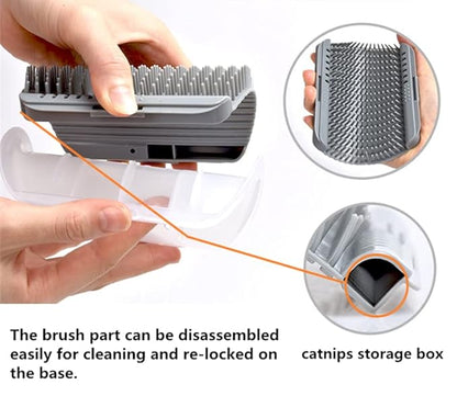 6 Pack Cat Self Groomer with Catnip Pouch Wall Corner Groomers Cat Face Scratcher Pet Grooming Brush Massage Combs for Cats Fur Pets Dog Kitten Puppy(Black & Gray)
