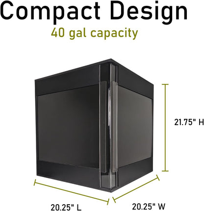 Premium PVC Reptile Enclosure, 40 Gallon, Easy Assembly, Moisture-Proof, Heat Retention, Sliding Doors, Ventilation, Bio-Active Setups, Non-Reflective Black Finish, Made in USA (Clear Brace)