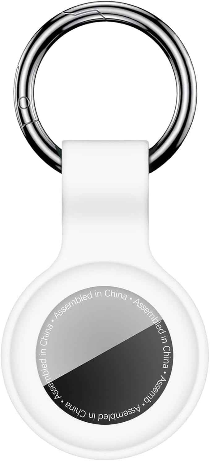 Case for AirTag 2nd Gen (2026) & 1st Gen, Silicone Holder Keychain Key Ring, Protective Cover for Apple for Air Tags, GPS Finder Accessories for Bags, Pets, Kids, Luggage, White