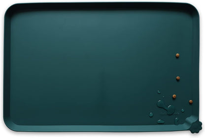 Hoki Found Large Silicone Pet Food Mats - Non Slip Dog Cat Bowl Placemats - Waterproof Dog Cat Food Mats - Dark Cedar