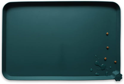 Hoki Found Silicone Pet Food Mats Tray - High-Lips Pet Dog Cat Bowl Mats - Dog Pet Cat Feeding Mat - Waterproof Dog Cat Food Mats -Pet Water Mats for Floors - Dark Cedar