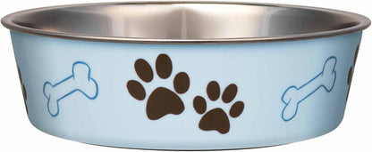 Loving Pets Bella Dog Bowls- Stainless Steel Dog & Cat Bowls - Spill Proof Dog Food Bowl, Cat Bowl, Puppy Essentials & Pet Supplies Great for Home & Travel (Medium 20-25 lbs, Murano Blue)