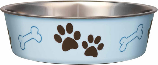 Loving Pets Bella Dog Bowls- Stainless Steel Dog & Cat Bowls - Spill Proof Dog Food Bowl, Cat Bowl, Puppy Essentials & Pet Supplies Great for Home & Travel (Medium 20-25 lbs, Murano Blue)