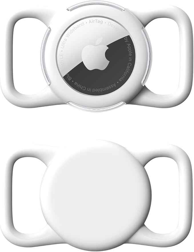 Waterproof Airtag Holder for Dog Collar, Soft Full-Body Protective Airtag Holder for Dog & Cat Collars, Ultra-Durable, Easy Installation, Lightweight Clear Airtag Case (White, Regular)