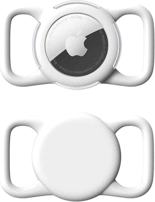 Waterproof Airtag Holder for Dog Collar, Soft Full-Body Protective Airtag Holder for Dog & Cat Collars, Ultra-Durable, Easy Installation, Lightweight Clear Airtag Case (White, Regular)