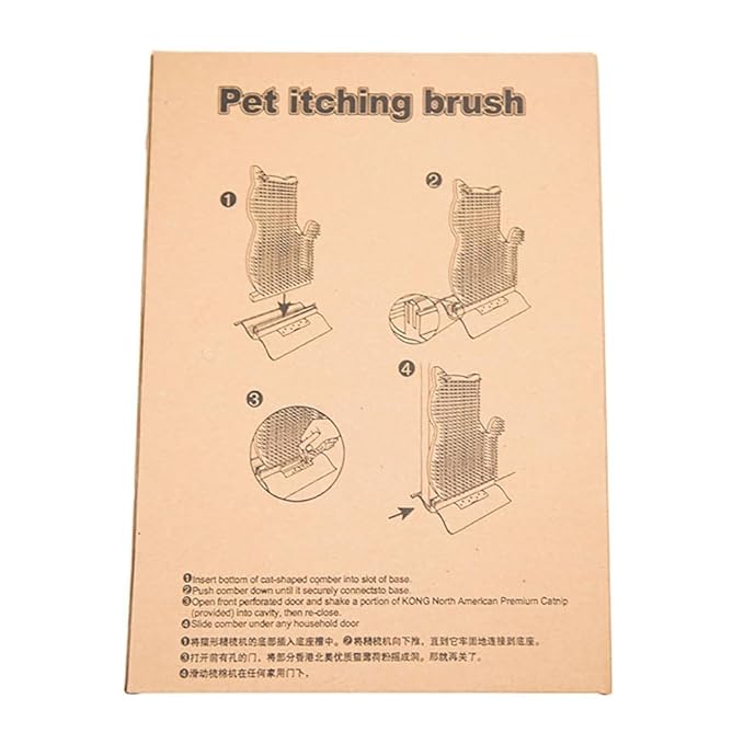 Cat Corner Self Groomer & Brush with Catnip Soft Wall Scratcher & Grooming Combs for Indoor Cats
