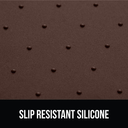 GORILLA GRIP 100% Waterproof Raised Edge BPA Free Silicone Pet Feeding Mat, Dog Cat Food Mats Contain Spills Protects Floors, Placemats for Cats and Dogs Water Bowl, Pets Accessories 18.5x11.5 Brown