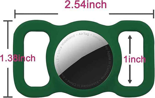 2 Pack Protective Air tag Case for Dog Collar, Pet/Dog Collar Holder Case Compatible with Apple Air Tag, Waterproof Air tag Loop for GPS Tracker Lightweight Soft Anti Scratch Anti Lost Green Wine