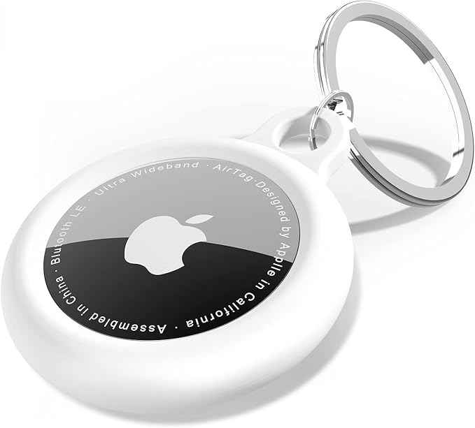 oakxco for Airtag Keychain Silicone, Airtag Holder with Key Ring, Air Tag Cover Cute Accessories for Kids, Luggage, Car Dog Collar, Car, Compatible with Apple Airtag Case Waterproof Tracker, White