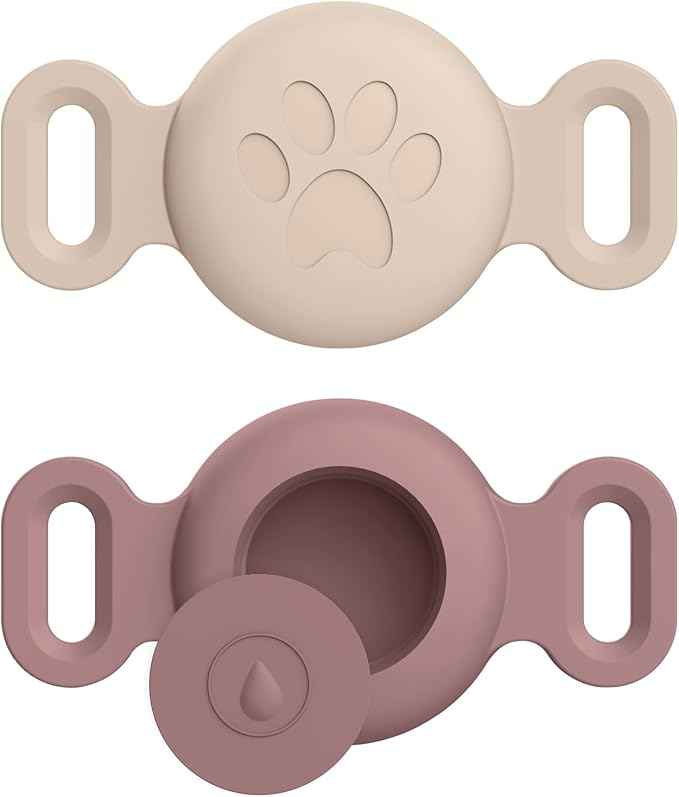 2 Pack Case for Airtag Dog Cat Collar Holder, Soft Silicone Anti-Lost Waterproof Protective Case Compatible with Apple Airtag, for Pet Dog Cat Collars Holder