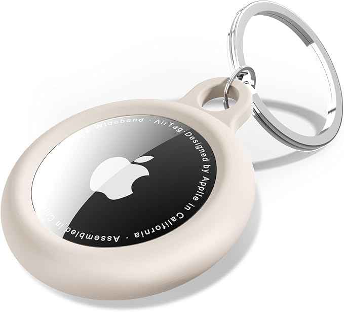 oakxco Beige Airtag Keychain Silicone, Airtag Holder with Key Ring, Air Tag Cover Cute Accessories for Kids, Luggage, Car Dog Collar, Car, Compatible with Apple Airtag Case Waterproof, Cream Stone