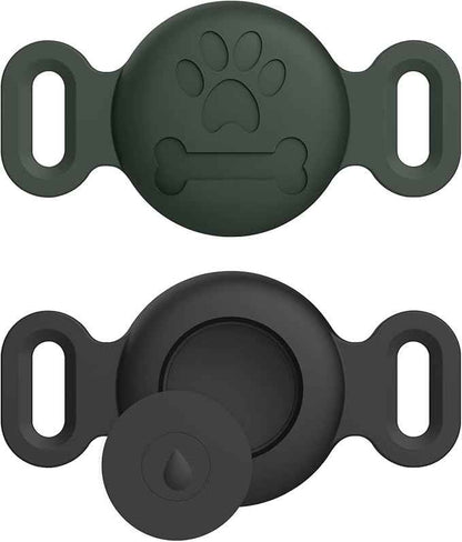2 Pack Case for Airtag Dog Cat Collar Holder, Soft Silicone Anti-Lost Waterproof Protective Case Compatible with Apple Airtag, for Pet Dog Cat Collars Holder