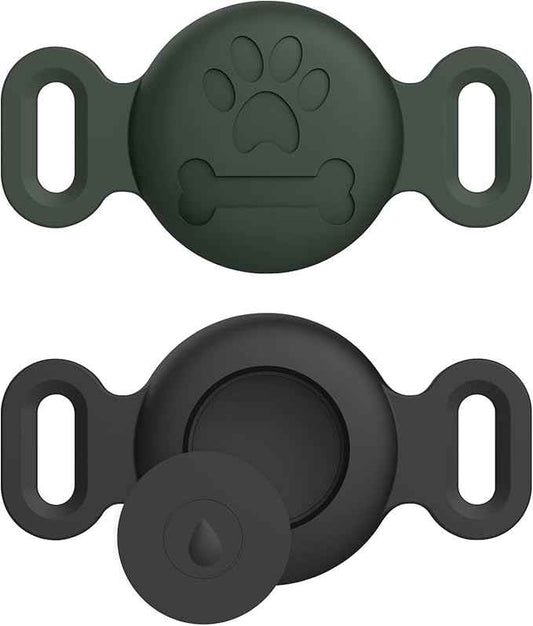 2 Pack Case for Airtag Dog Cat Collar Holder, Soft Silicone Anti-Lost Waterproof Protective Case Compatible with Apple Airtag, for Pet Dog Cat Collars Holder