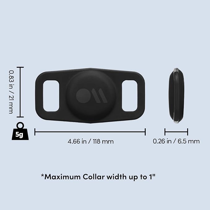 Case-Mate 2 Pack Airtag Dog Collar Holder - Durable, Water Resistant, Lightweight, and Protective Airtag Holder Tag - Easy to Insert Pet Collar Air Tag Loop - Compatible with Cat/Dog Collars - Black