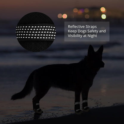 Dog Shoes for Hot Pavement Anti-Slip Dog Boots Waterproof Dog Shoes for Small to Large Dogs with Reflective Straps Pet Dog Boots for Hiking.4Pcs Soft Breathable Paw Protectors for Dogs