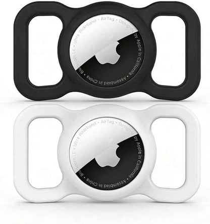 SWINCHO for AirTag Holder 1st & 2nd Generation [2 Pack] Waterproof Silicone AirTag Dog Collar Holder (Black&White)