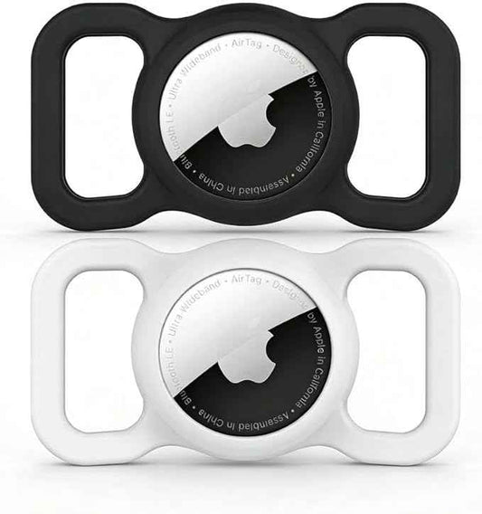SWINCHO for AirTag Holder 1st & 2nd Generation [2 Pack] Waterproof Silicone AirTag Dog Collar Holder (Black&White)