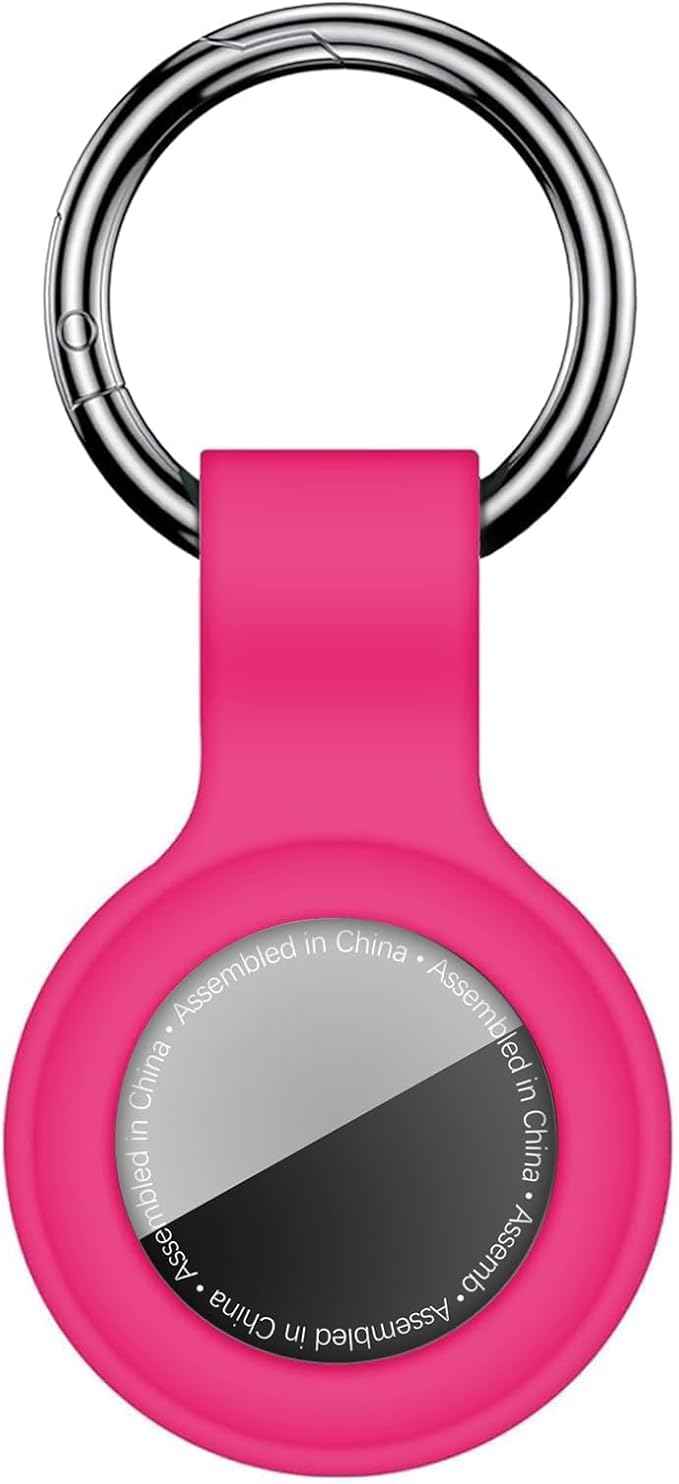 Case for AirTag 2nd Gen (2026) & 1st Gen, Silicone Holder Keychain Key Ring, Protective Cover for Apple for Air Tags, GPS Finder Accessories for Bags, Pets, Kids, Luggage, Hot Pink