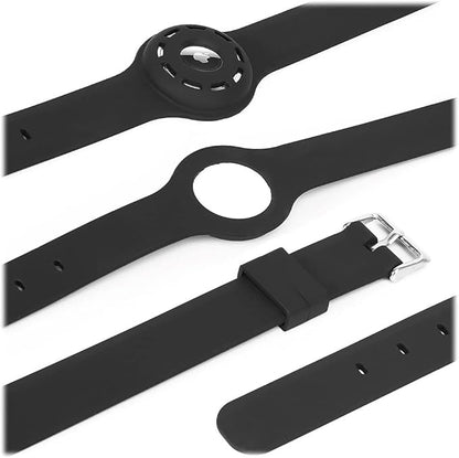 SaharaCase Adjustable Silicone Dog Collar Case for Apple AirTag (Large Dogs) [Shockproof Bumper] Rugged Protection Antislip Grip (Black)
