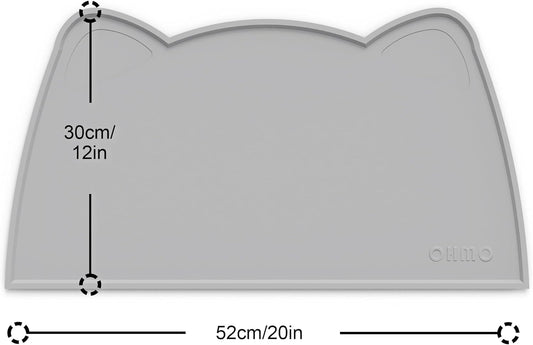 OHMO - Cat Food Mat, Silicone Pet Feeding Mat for Floor Non-Skid Waterproof Dog Water Bowl Tray, Easy to Clean Pet Placemat