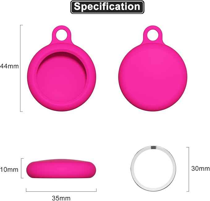oakxco for Airtag Keychain Silicone, Airtag Holder with Key Ring, Air Tag Cover Cute Accessories for Kids, Luggage, Car Dog Collar, Car, Compatible with Apple Airtag Case Waterproof Tracker, Hot Pink