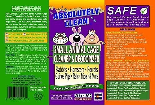 Amazing Small Animal Cage Cleaner - Just Spray/Wipe - Easily Removes Messes & Odors - Hamsters, Mice, Rats, Guinea Pigs, Ferrets - USA Made (16 oz Concentrate)