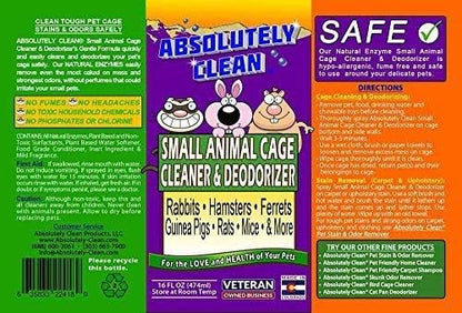 Amazing Small Animal Cage Cleaner - Just Spray/Wipe - Easily Removes Messes & Odors - Hamsters, Mice, Rats, Guinea Pigs, Ferrets - USA Made (16 oz Concentrate)
