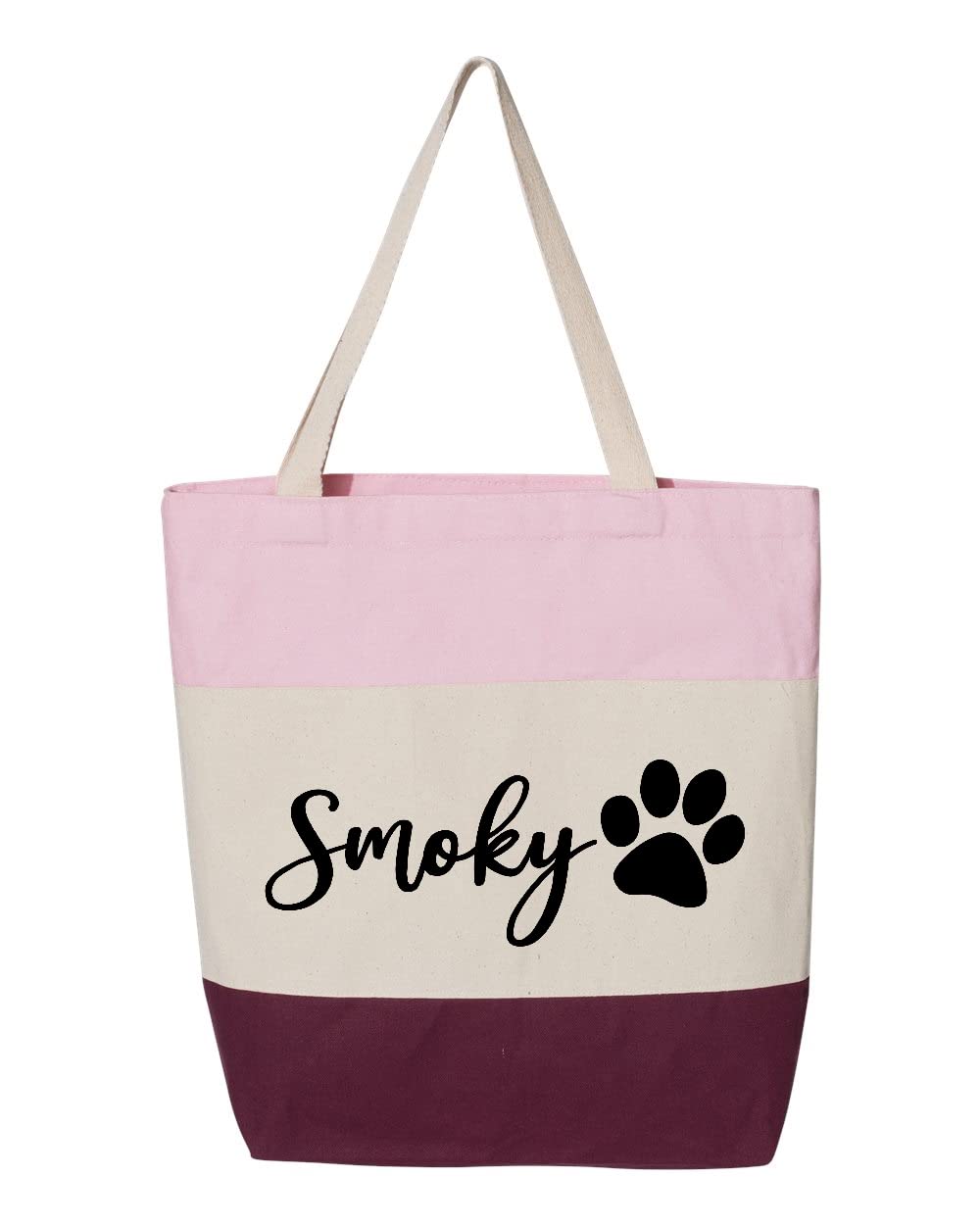 Custom Dog Tote Bag Personalized Dog Mom Gift Dog Toys Totes Pet Gift Custom Pet Bag Gift For Dog Mom Dog Lover Bag (15"L x 15"H x 3"D, Tri-Color Pink) - Pawvie